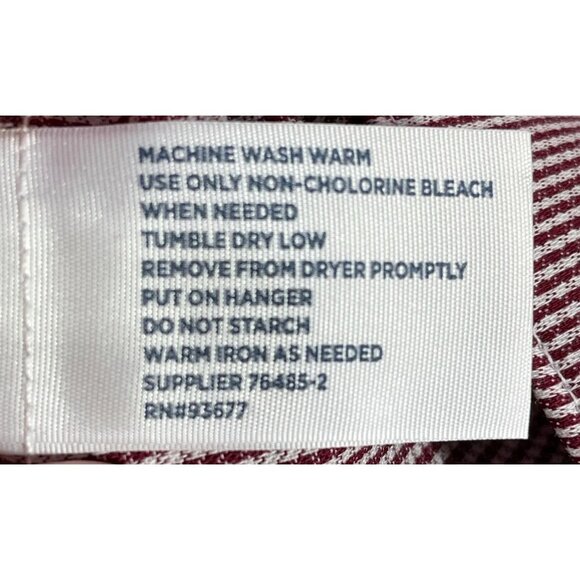 Stafford Mens 4XL Shirt Burgundy Micro Ginghams 55% Cotton 43% Polyester - Picture 9 of 13